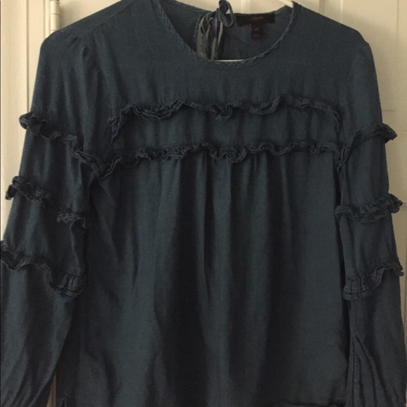 J Crew Ruffle Chambray Top - Picture 3 of 4